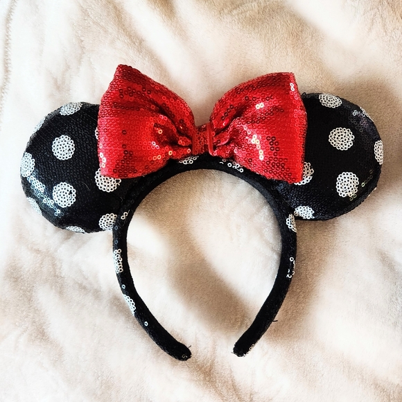 Disney Minnie Mouse Ears -  Two Pairs - Sequence Red Bow and Sequences Candy Cor - Picture 2 of 3